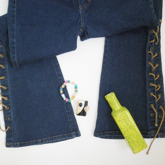 Vintage 90's Lace Up Leg MUDD Flare Jeans - Picture 3 of 7